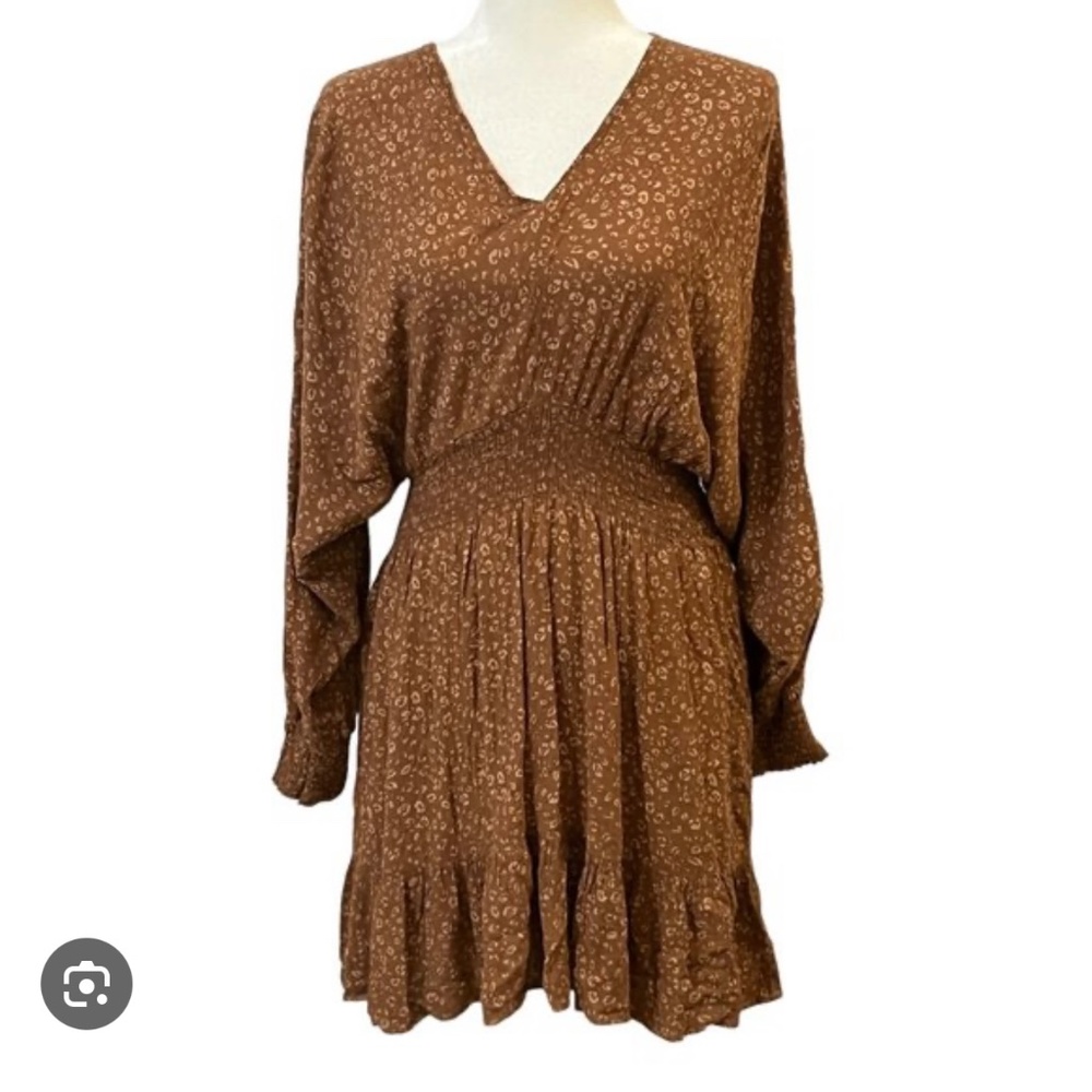 Brown Final Touch floral mini dress
